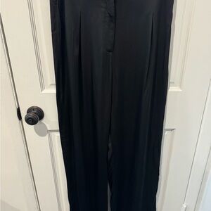 Zara Black faux silk pants.